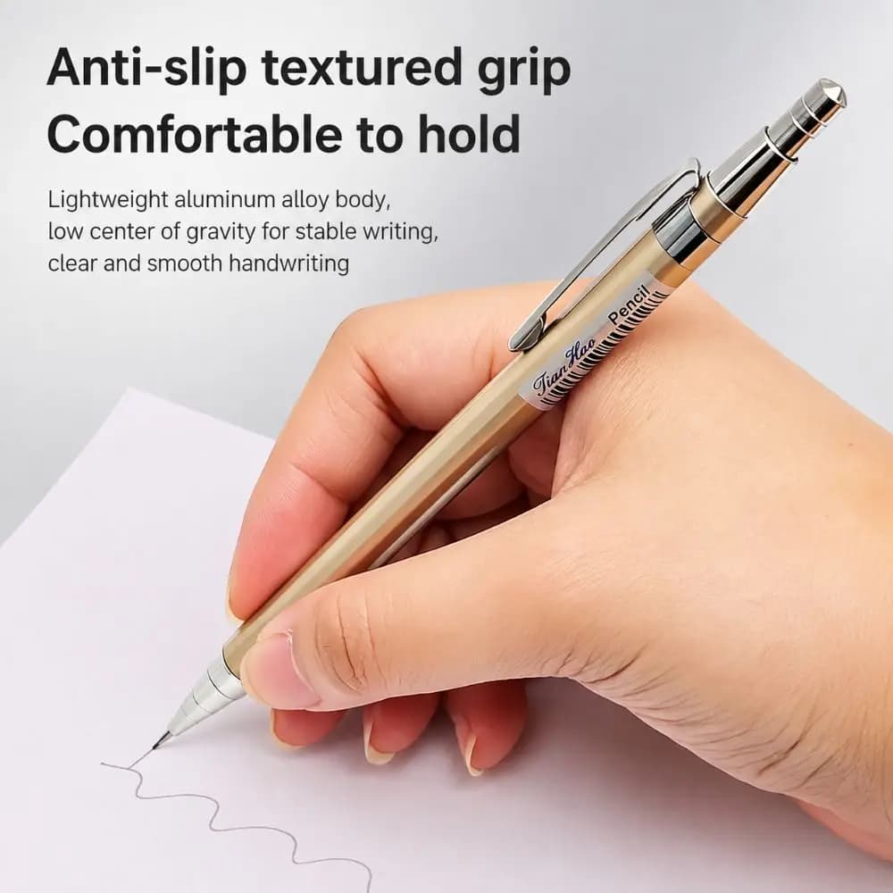 13pcs/set Metal Mechanical Pencil Set 0.5/0.7mm Break Resistant Automatic Pencil Low Center of Gravity Sketch Pencil Kit