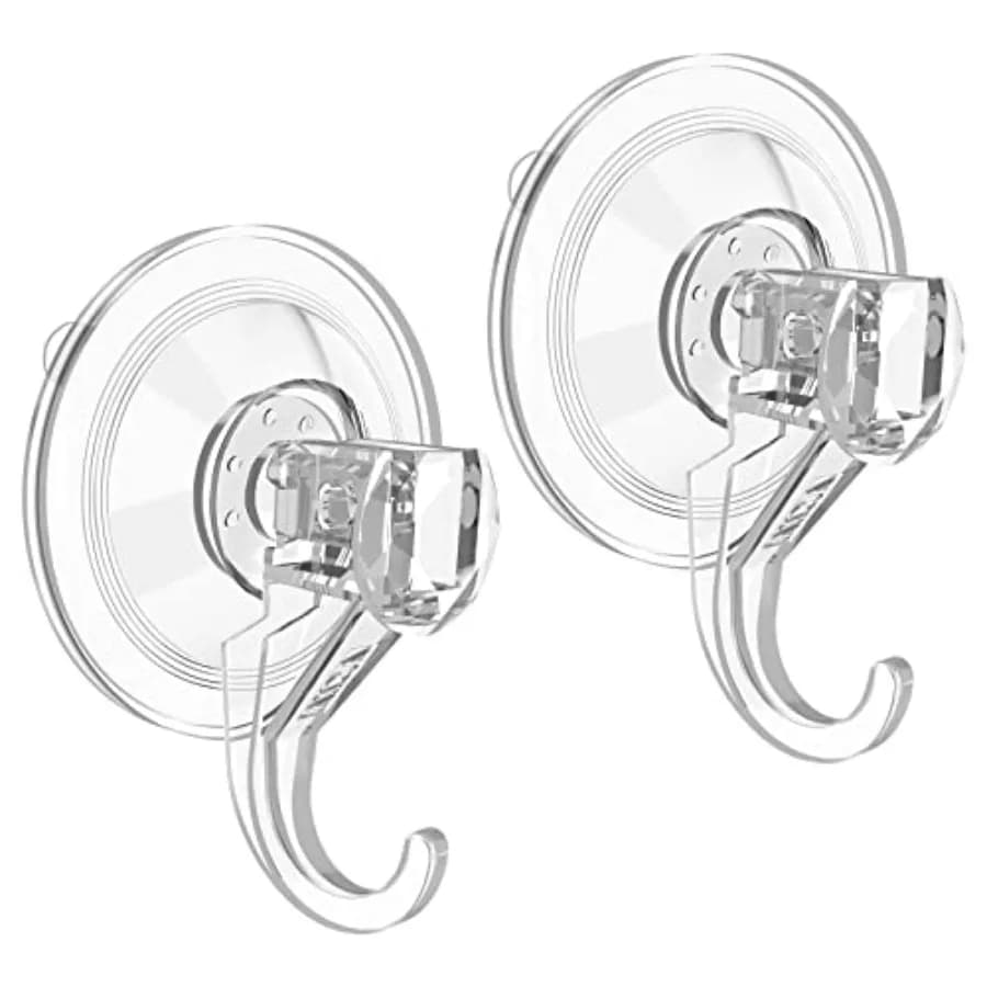 Wreath Hanger, Large Suction Cup Wreath Hooks, Heavy Duty, 22 LB Capacity, Removable and Reusable, Clear, 2 Pcs