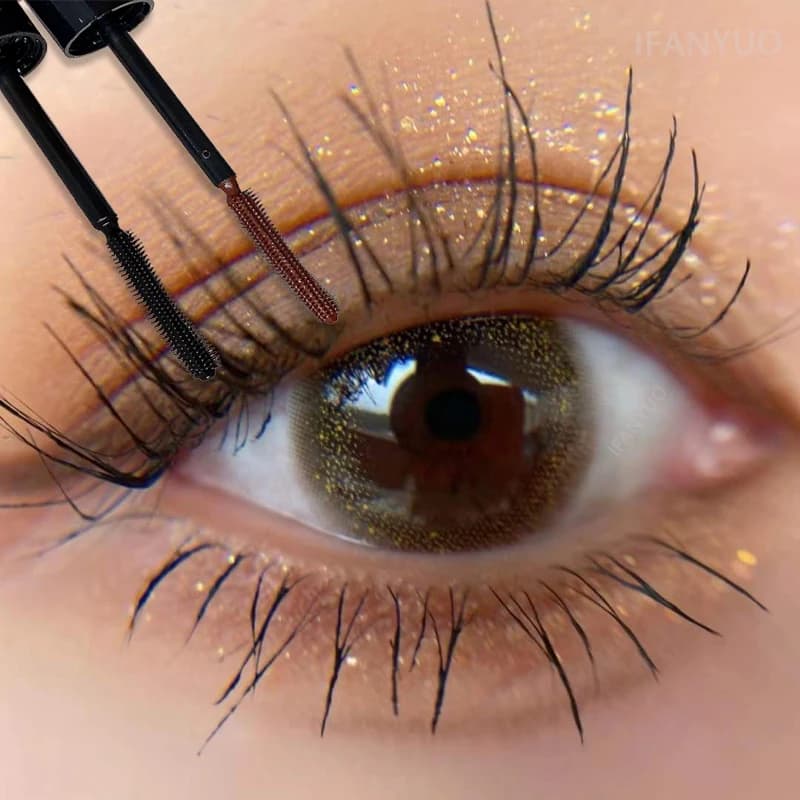 Mascara Nero Marrone per Ciglia Incurvanti ed Extension, Ultra-sottile, Non Sbiadisce, Impermeabile, Lunga Durata, Cosmetico per Occhi
