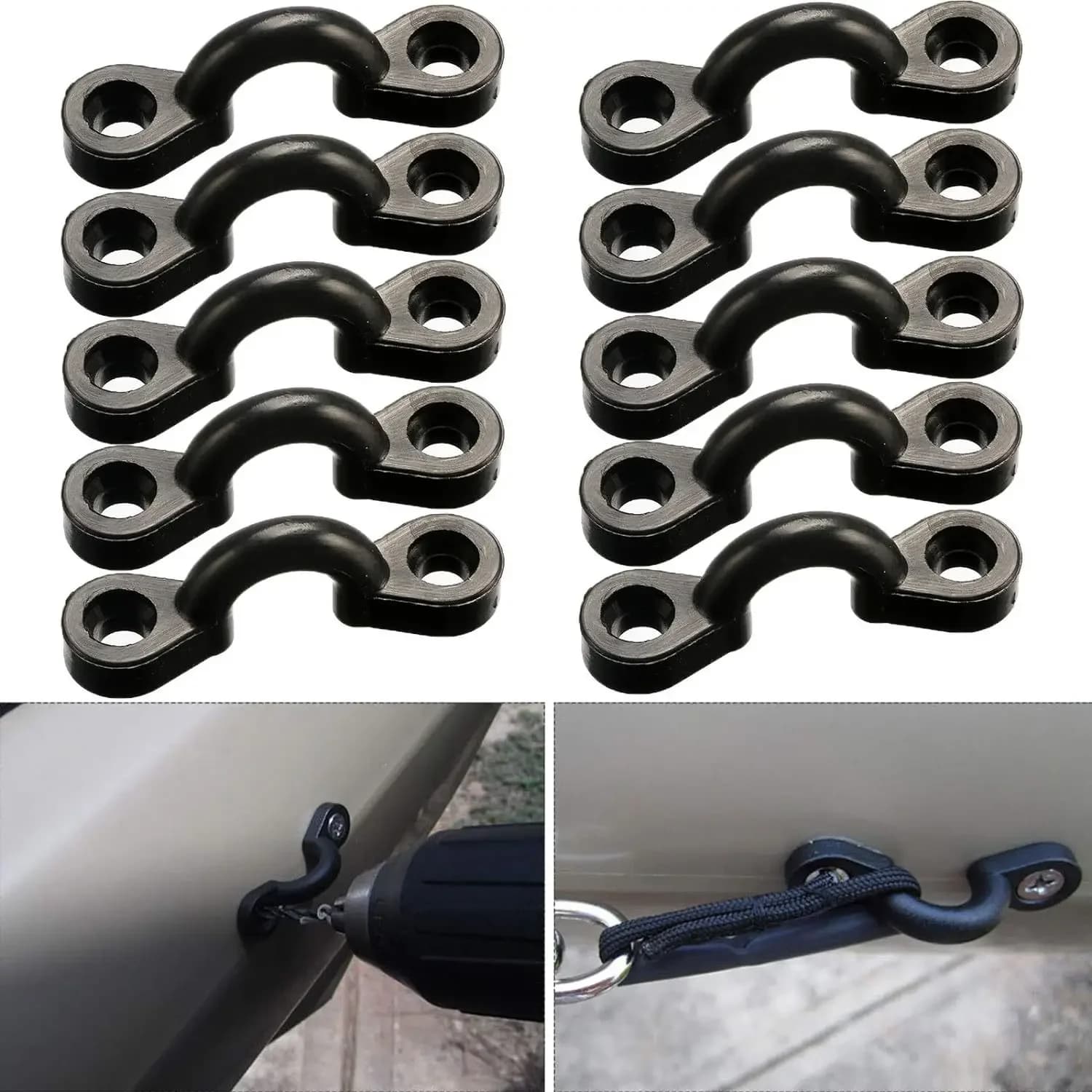 A Set Kayak Deck Rigging Kit Elastic Rope Clips for Inflatable Boat Fishing Marine Water Sports