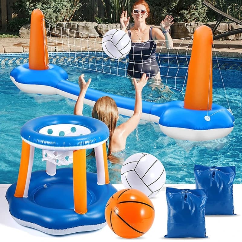 Supporto gonfiabile per pallavolo, piscina per adulti, gioco galleggiante da basket, accessori acquatici interattivi, accessori da bagno in PVC, estate