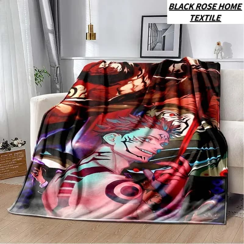 Coperta in Peluche con Stampa Artistica di Anime Jujutsu Kaisen, per Soggiorno, Divano, Viaggio, Hotel, Coperta Calda Portatile