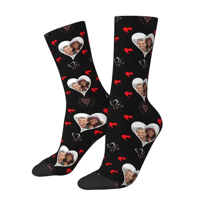 Calzini eleganti a forma di cuore da uomo personalizzati con il tuo volto Calzini unisex caldi e confortevoli con stampa 3D personalizzati per foto