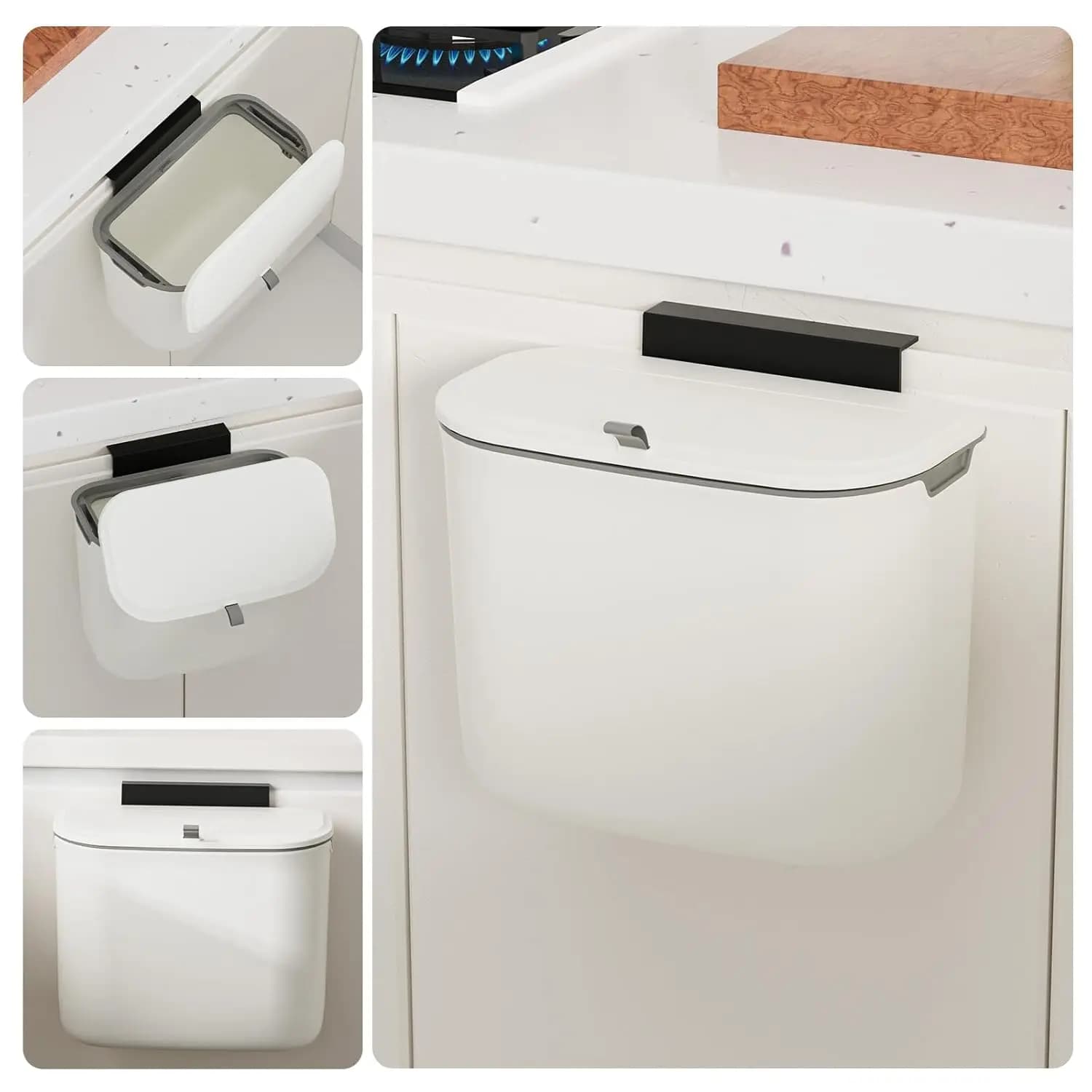 Contenitore per Compost da Cucina da 7,2 Litri, Cestino Piccolo Appeso con Coperchio, Installazione Sottolavello Doppia e Tripla