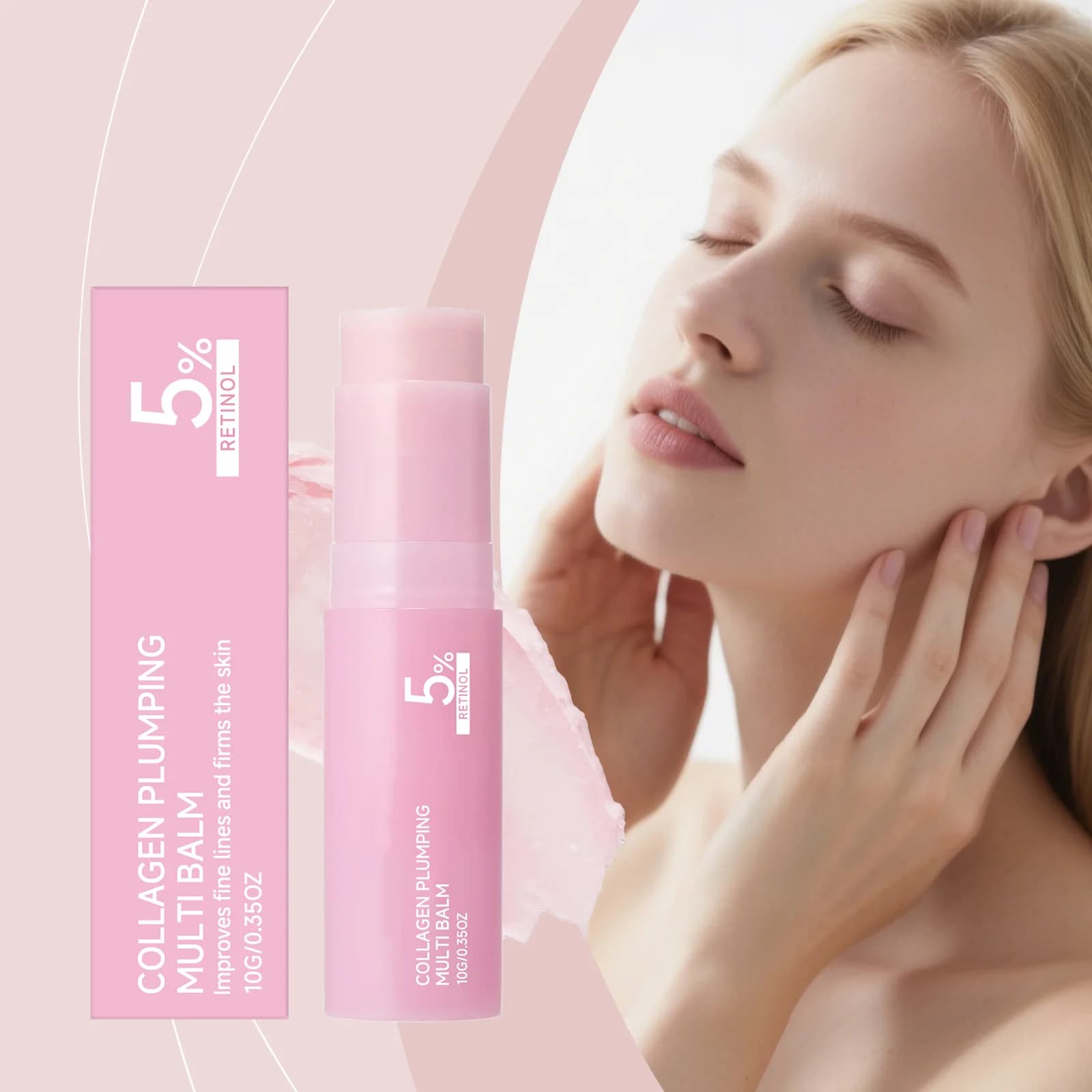 Stick Multi-Balsamo al Collagene Anti-Rughe, Riduce le Linee Sottili, Rassodante, Idratante, Migliora l'Aspetto Opaco della Pelle, Illuminante e Idratante per il Viso