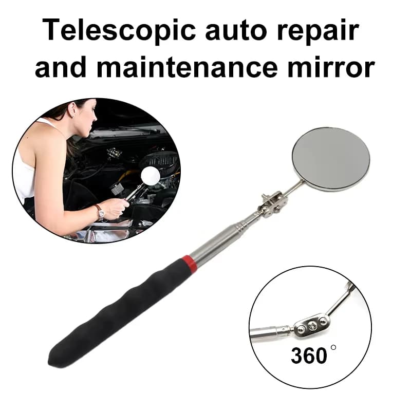 Specchio di ispezione inferiore telescopico universale per riparazione auto 360 ° Accessorio per strumento specchio di rilevamento pieghevole con riflettore rotante da 52 mm