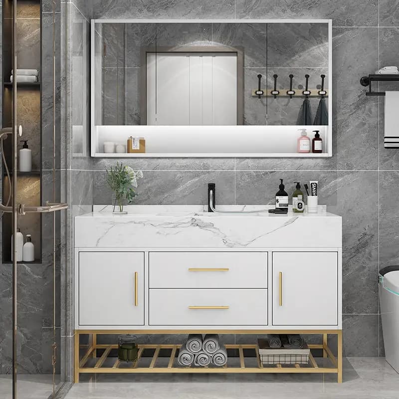 Mobiletto Compatto per Bagno e Salone, Organizzatore di Lusso in Stile Nordico, Lavabo e Contenitore per Cosmetici, Arredamento per Salone