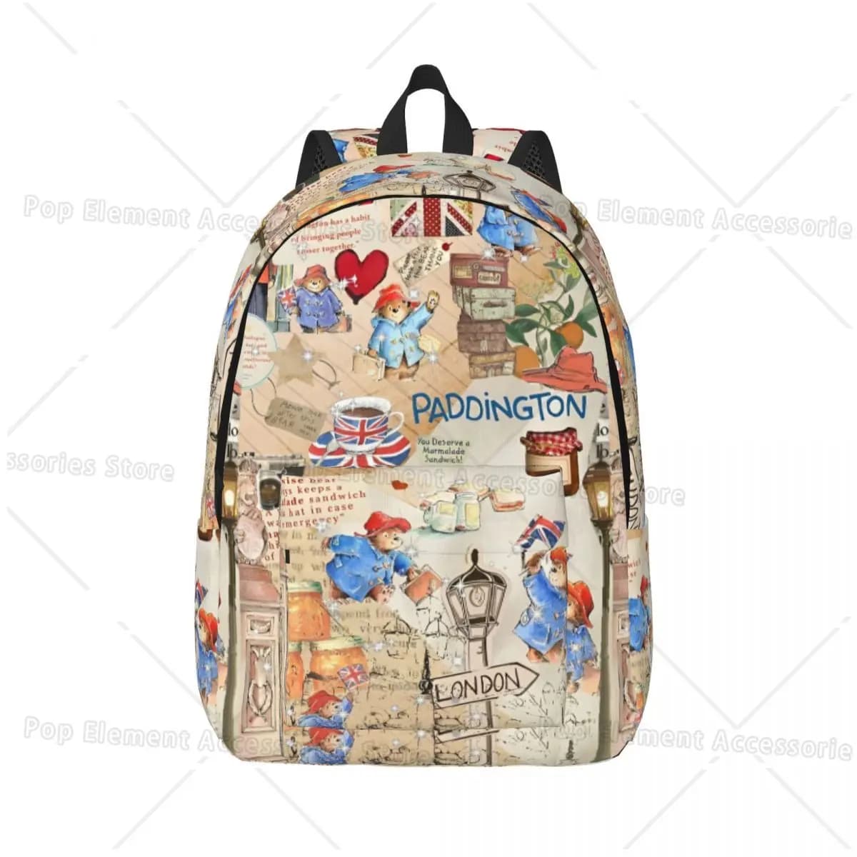 Zaino Gran Bretagna Paddington Orso Bruno per Uomo Donna Studente Escursionismo Viaggio Zaino Simpatico film Cartoon College Borsa a tracolla regalo