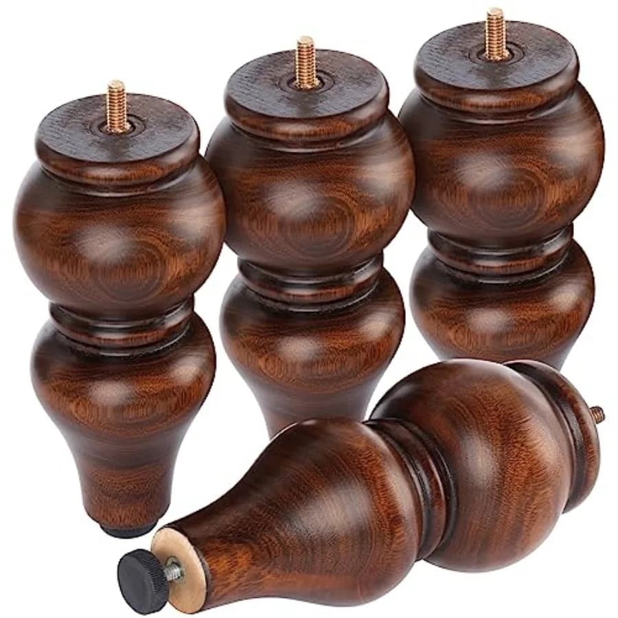 Gambe per Mobili in Legno - Set di 4 Gambe di Ricambio per Divano - Piedini Rotondi di Ricambio per Mobili - Divano