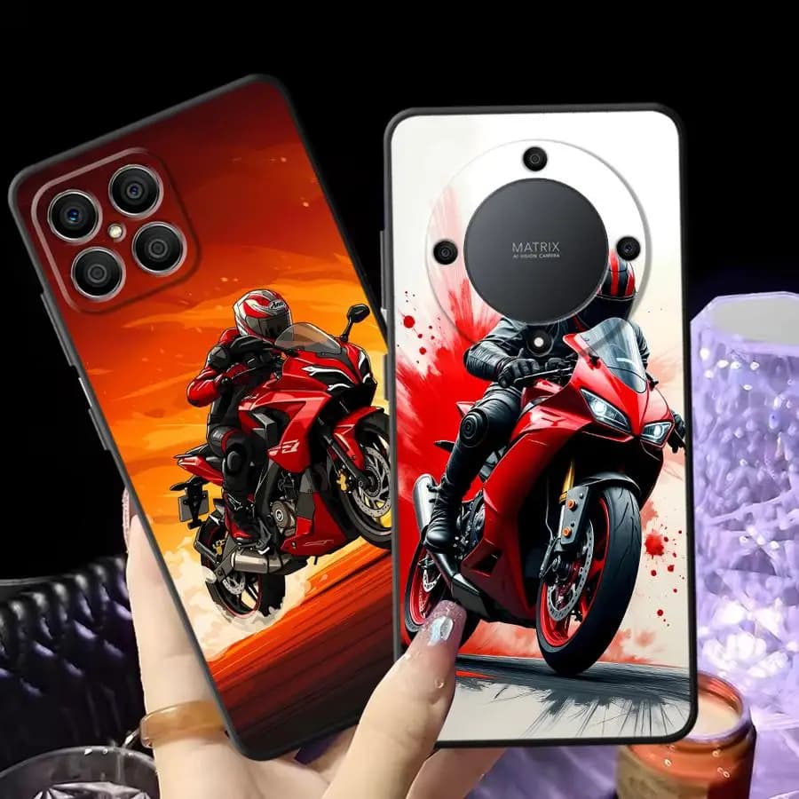 Custodia per Honor 70 90 X8 X9a X6 X7 Magic5Lite 200 400 Lite 8X X5b, Cover per Telefono Rossa Sportiva Moto