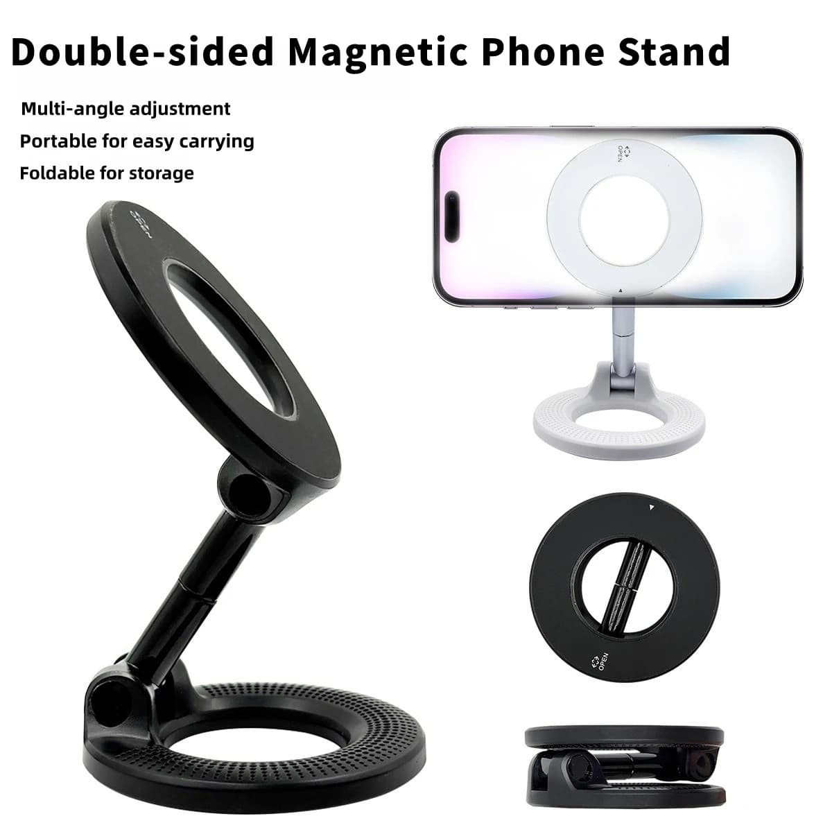 Supporto Magnetico per Telefono 3-in-1 a Doppia Faccia e Asta per Selfie, Multiuso per Viaggi, Ufficio e Fitness, Regalo Creativo Perfetto