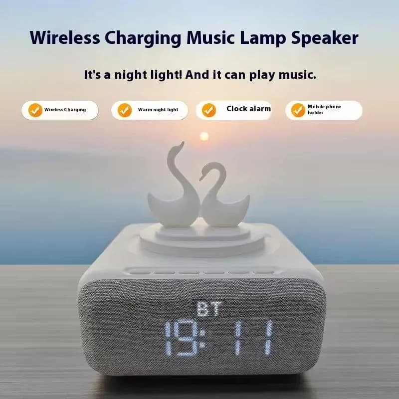 Nuovo altoparlante wireless Bluetooth 5.0 Lettore audio Bluetooth con luce notturna creativa per ricarica wireless mobile multifunzionale