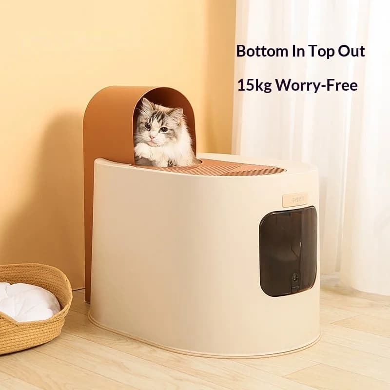 Lettiera per Gatti Extra Large Completamente Chiusa con Ingresso Superiore, Anti-Schizzo e Anti-Tracciamento, Toilette per Gatti da Interno con Controllo Odori