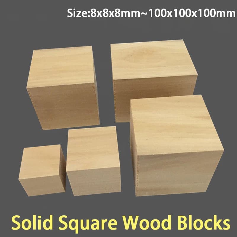 1-1000 Pezzi Blocchi di Legno Quadrati Non Finiti 8*8*8mm-100*100*100mm, Cubi in Legno Massiccio per Fai-da-Te, Modellismo, Strumenti Didattici
