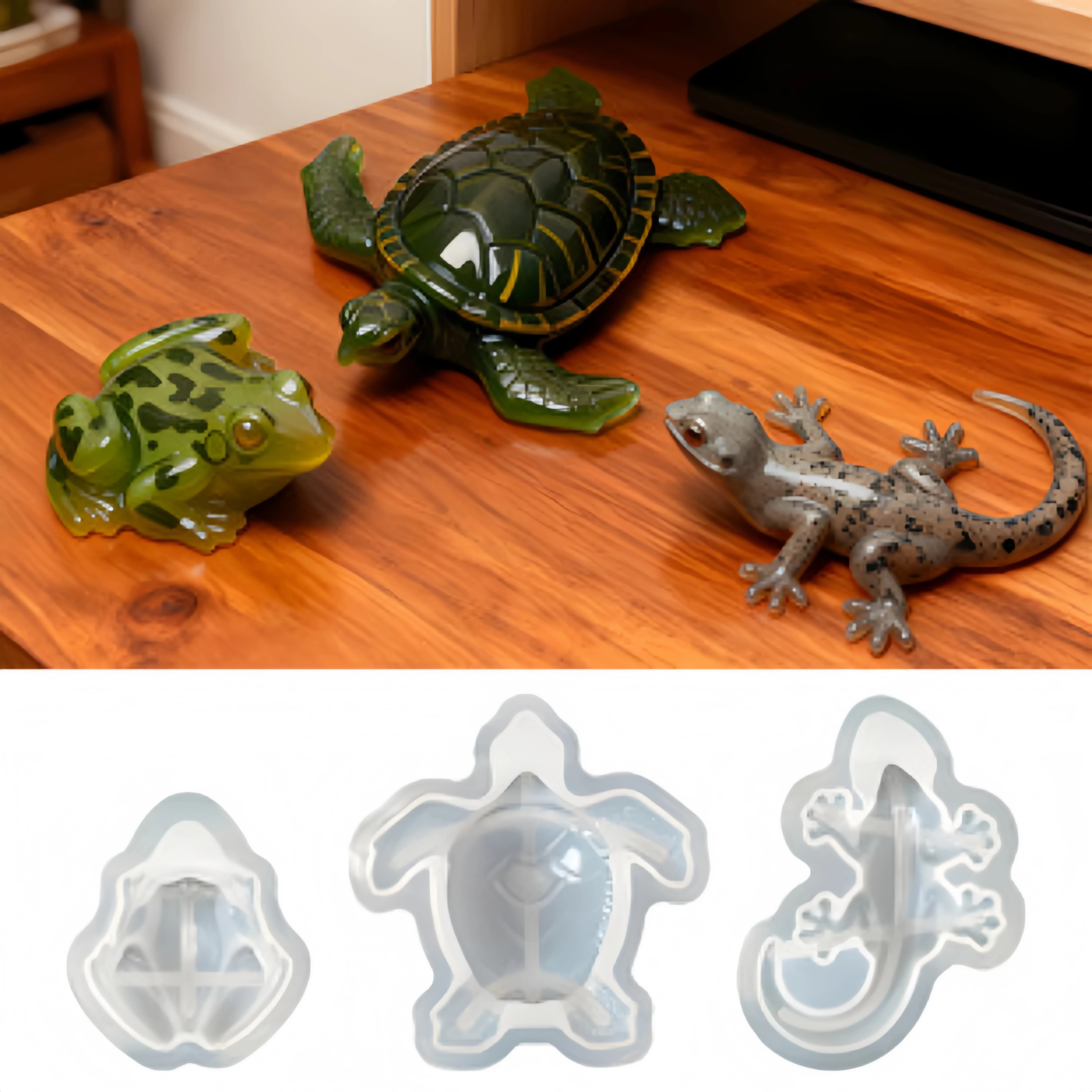 Stampo in Silicone per Rettili - Stampo per Resina a Forma di Tartaruga, Lucertola e Rana per Figurine e Ornamenti Animali Fai-da-Te