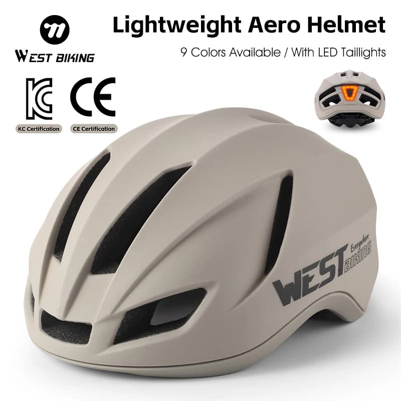 WEST BIKING Ultralight Bike Helmet Outdoor Sport Cycling Helmet Fully Modeled Man Woman Adjustable Safety Cap with Back Light