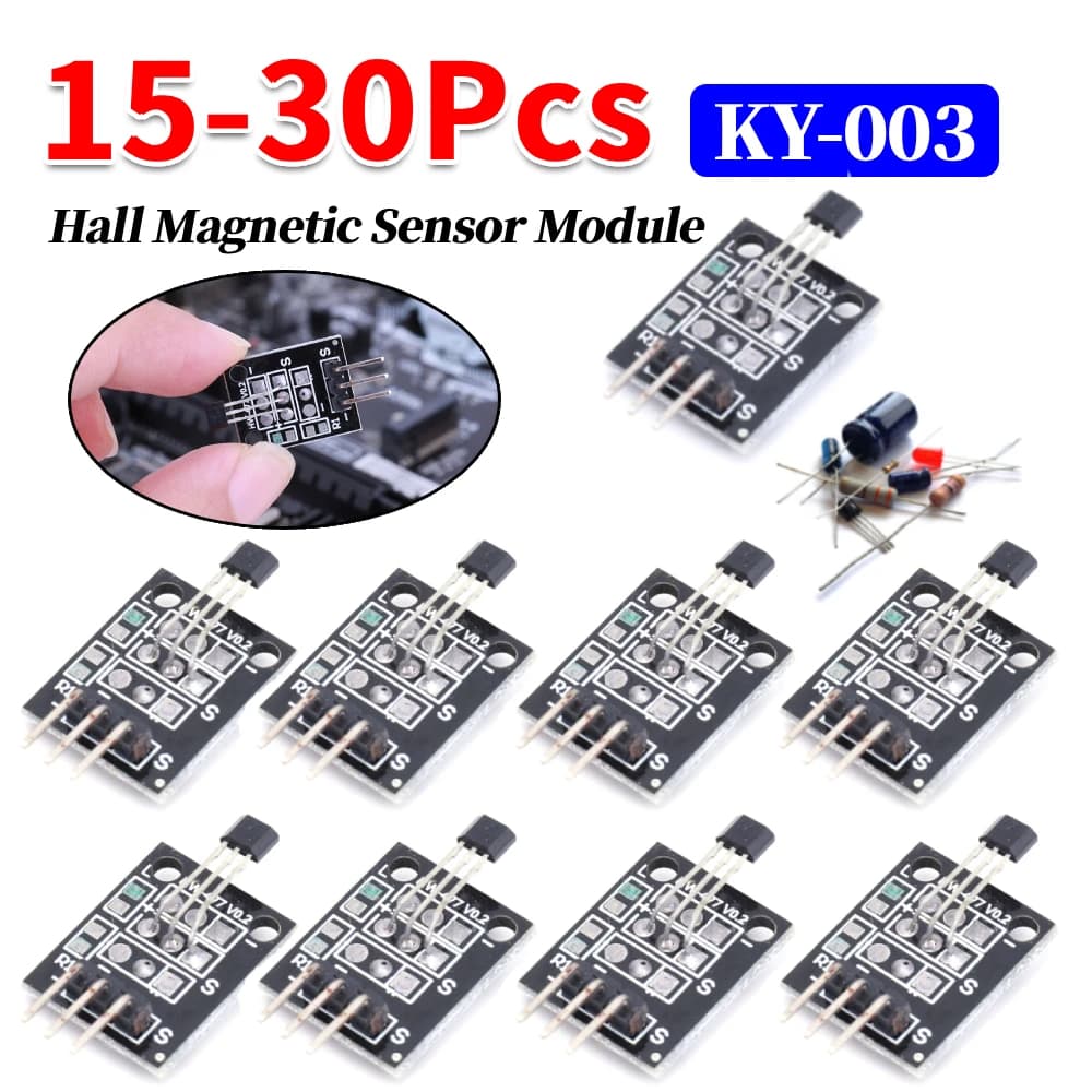 15-30 Pezzi Modulo Sensore Magnetico Hall Standard KY-003 A3144 Compatibile con Scheda Arduino