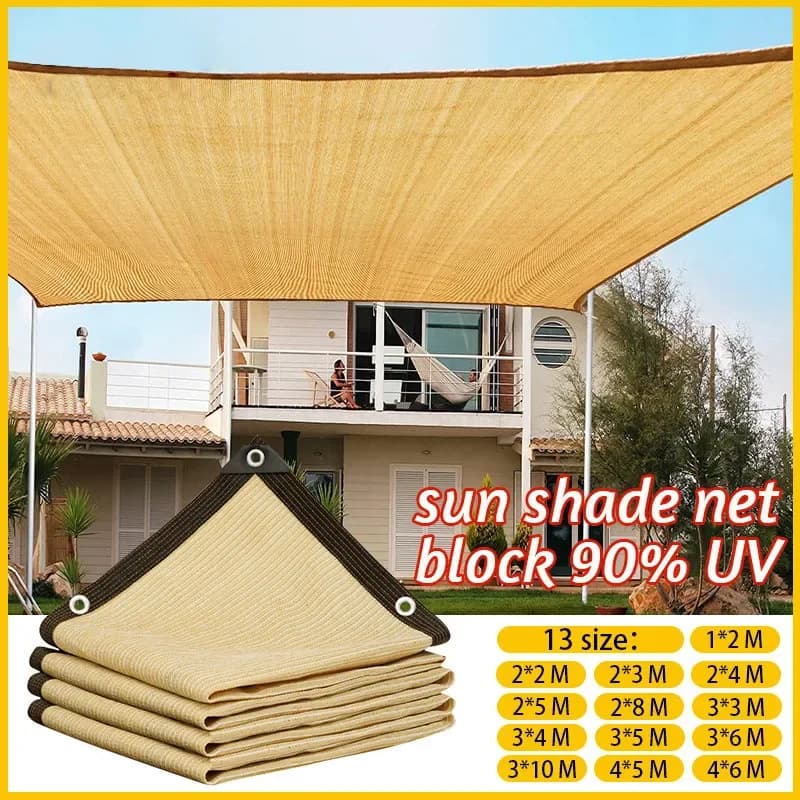 4x5 m beige shading net, UV protection, plant shed, outdoor sunscreen, net, fabric sunscreen HDPE