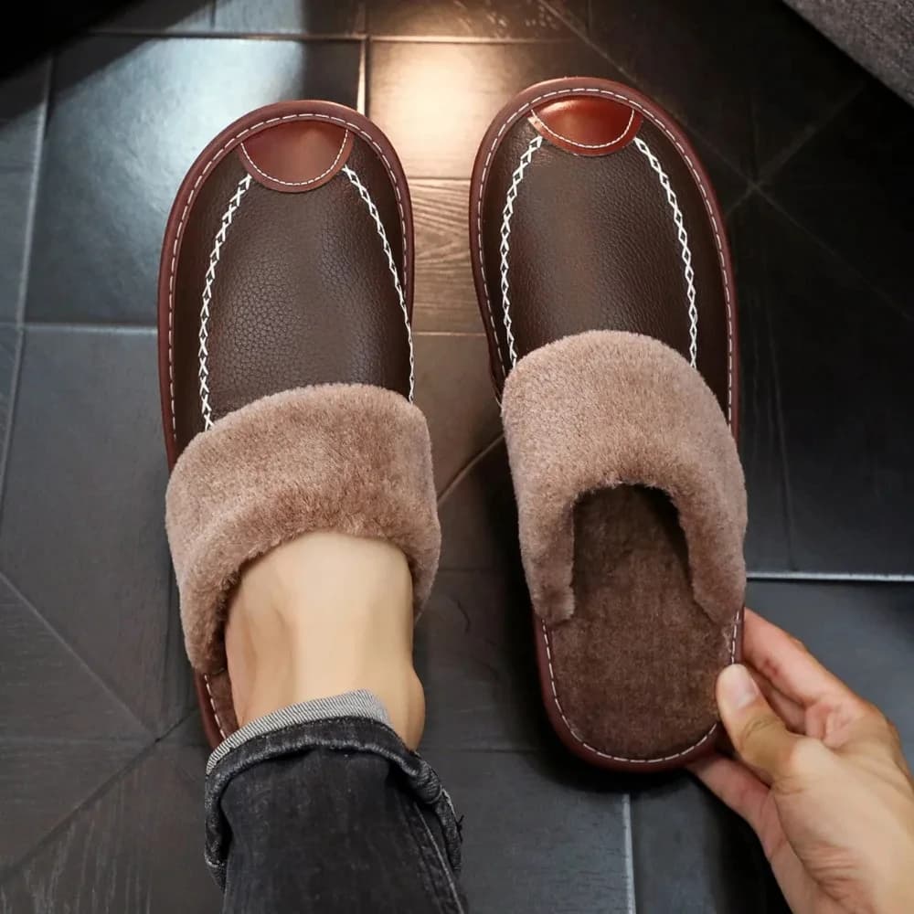 CozySoft Plush Fleece Slides Men's Slippers Non-Slip Soles Fuzzy Soft Comfortable Warm Winter Home Shoes For Cold Weather