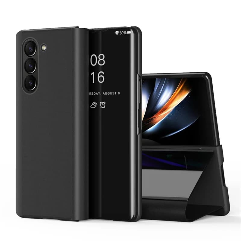 Per Samsung Galaxy Z Fold 7 6 5 4 3 5G Fold7 Moda Sottile Custodia in plastica antiurto per telefono Specchio Libro Stand Custodia protettiva Smart Cover