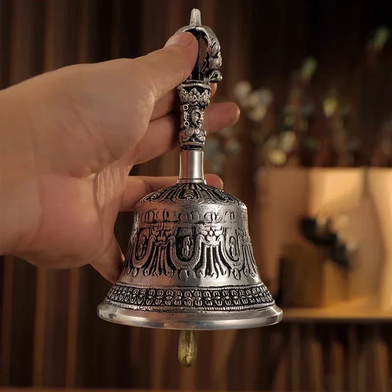 Nepalese Craftsmanship Tibetan Buddhist Meditation Bell and Dorje Set Five-stranded Diamond Bell Pestle Healing Spiritual Vajra