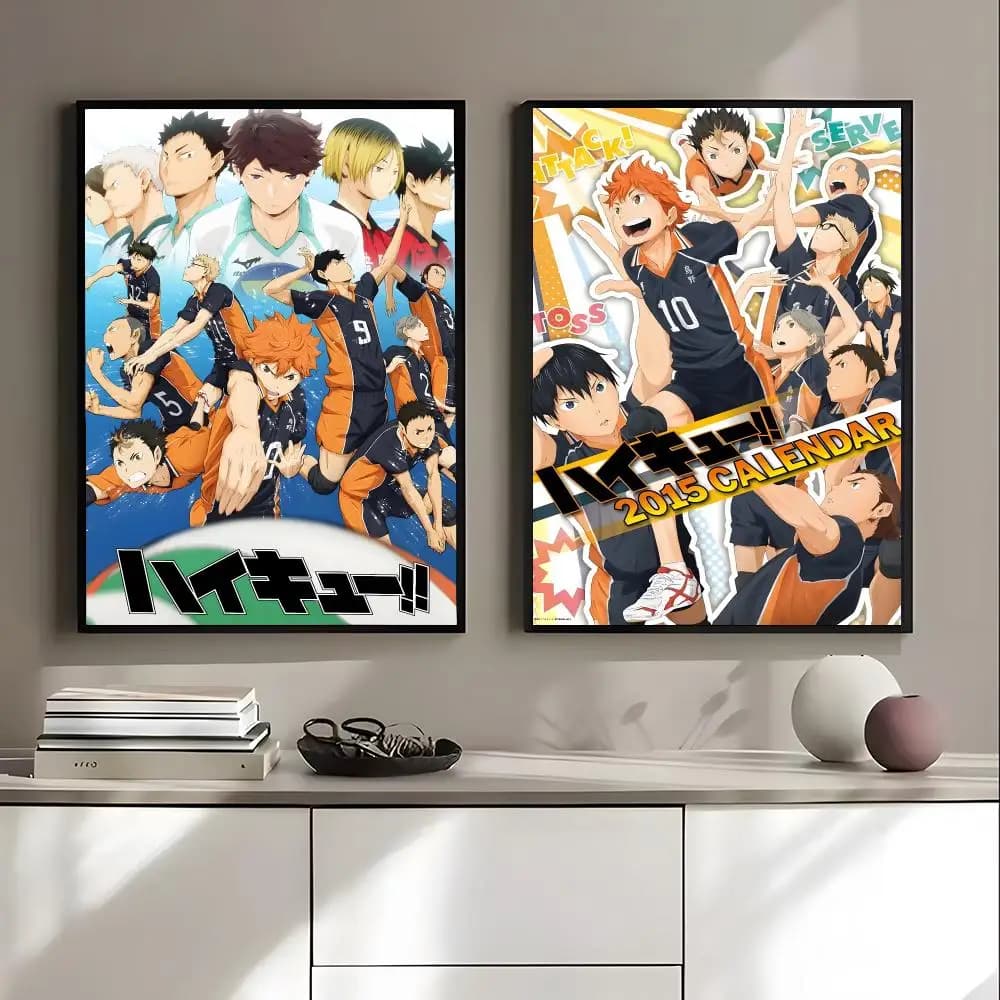 H-Haikyuu Anime Volleyball Poster HD Art Sticky Wall Waterproof Home Living Room Bedroom Bar Aesthetic Decoration