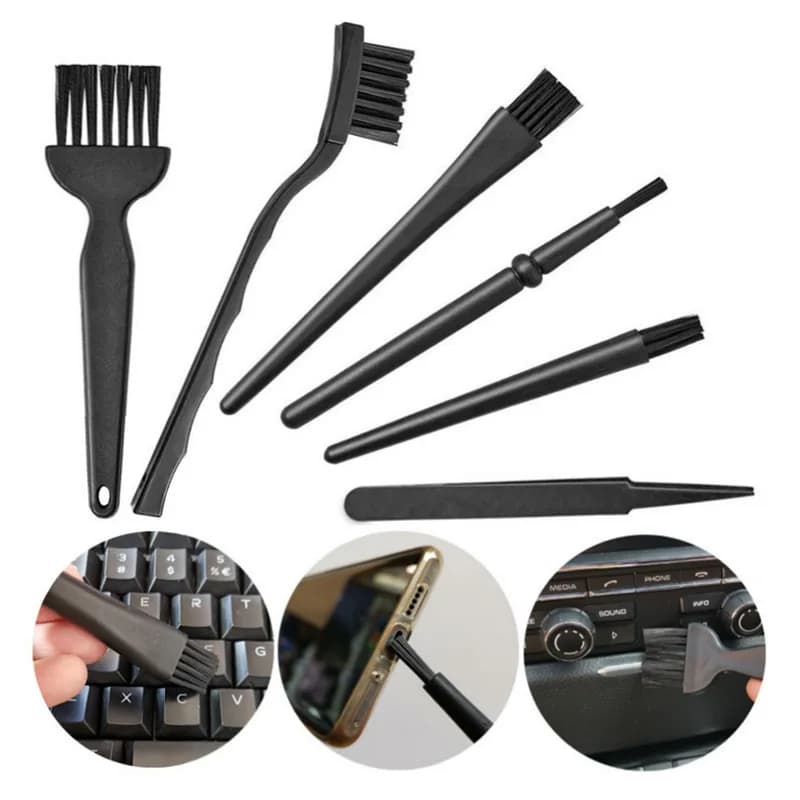 6 pezzi kit spazzola antistatica nera piccola spazzola in nylon spazzole antipolvere per laptop telefono cellulare tablet pulizia strumento pulito per la casa