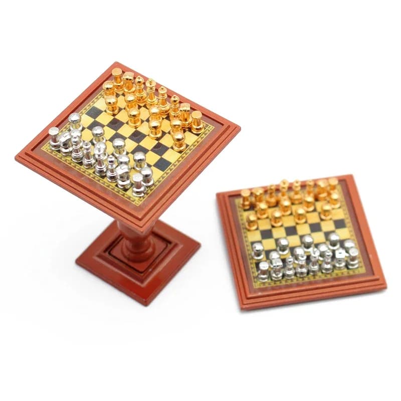 Attractive 1:12 Dollhouse Miniature; Alloy International Chess Set Kids Toy; Home Decor