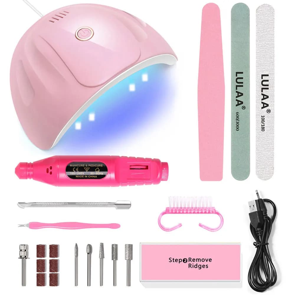 LINMANDA Manicure Set With 54W Nail Drying Lamp Professional Nail Drill Machine 3PCS Nail Rubbing Strip Nail Clipper Kit