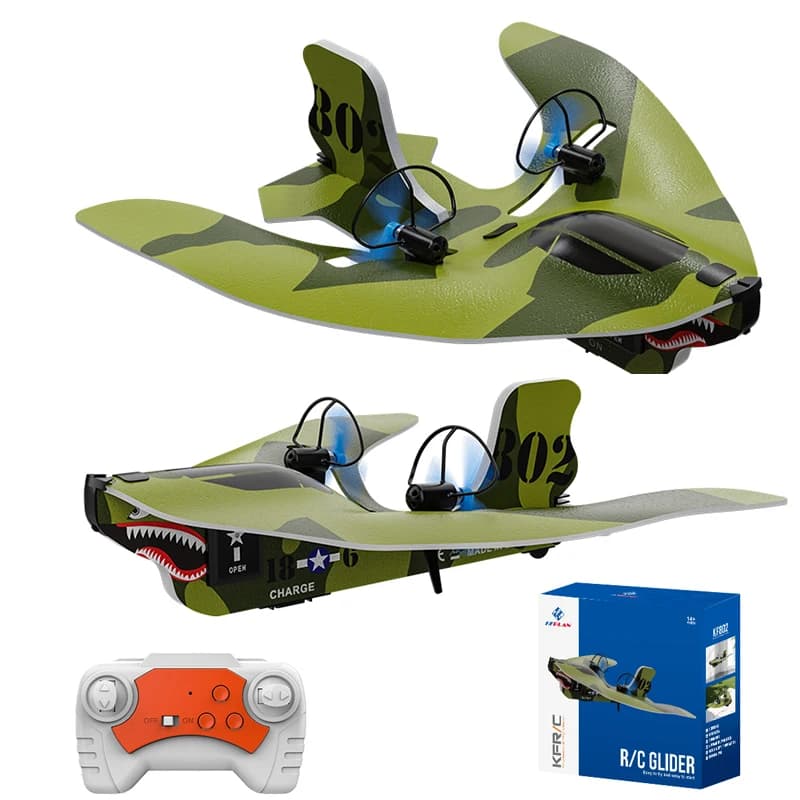Aereo RC 2.4G Aereo telecomandato Modello volante Aliante con luci a LED Aerei in schiuma Giocattoli RC per regali per bambini