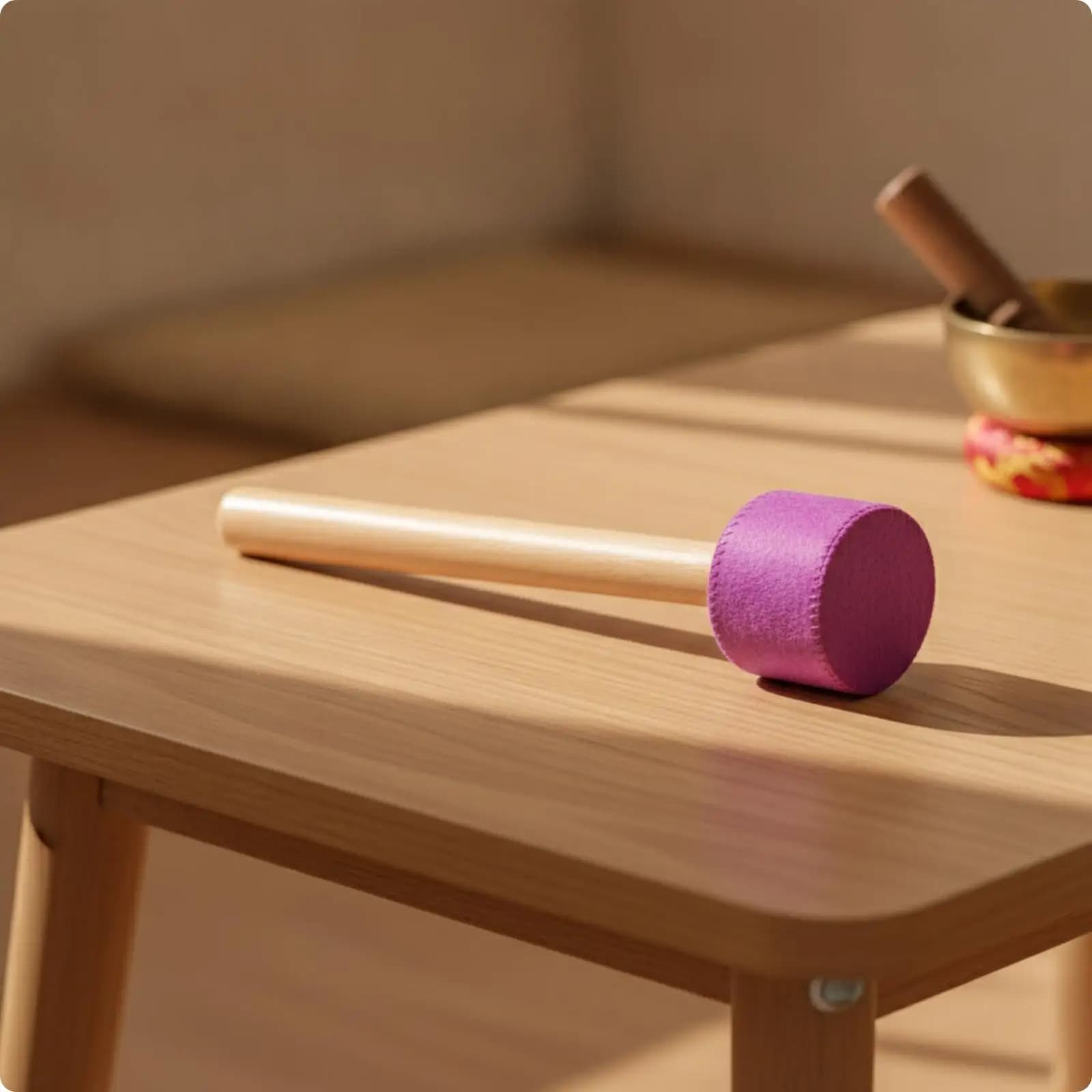 Wooden Handle Tone Chime Beater Felt Mallet for Singing Bowls Meditation Practice Home Audio Custom Display Use