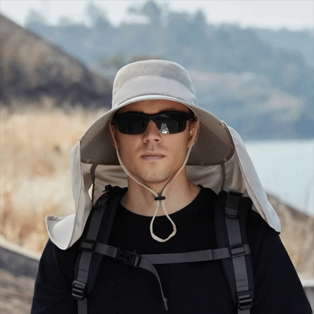 Cappello da Sole alla Moda per Uomo con Ampia Tesa e Sciarpa Rimovibile, Cappello Estivo a Secchiello con Cordino, Visiera Anti-UV per Donna, Cappello da Spiaggia