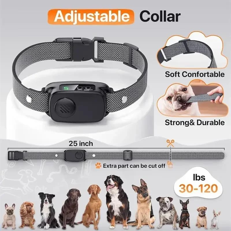 Nuovo Collare Antiabbaio a Ultrasuoni IP67 Impermeabile, Collare Elettrico Intelligente per Addestramento Cani, Ricaricabile USB Antiabbaio per Animali Domestici