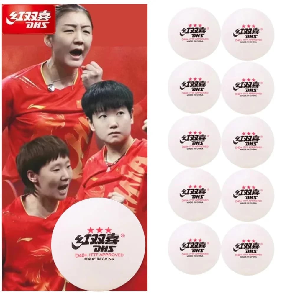 10 Palline da Ping Pong DHS D40+ in ABS con Cucitura, Approvate ITTF, Nuovo Materiale Professionale per Allenamento