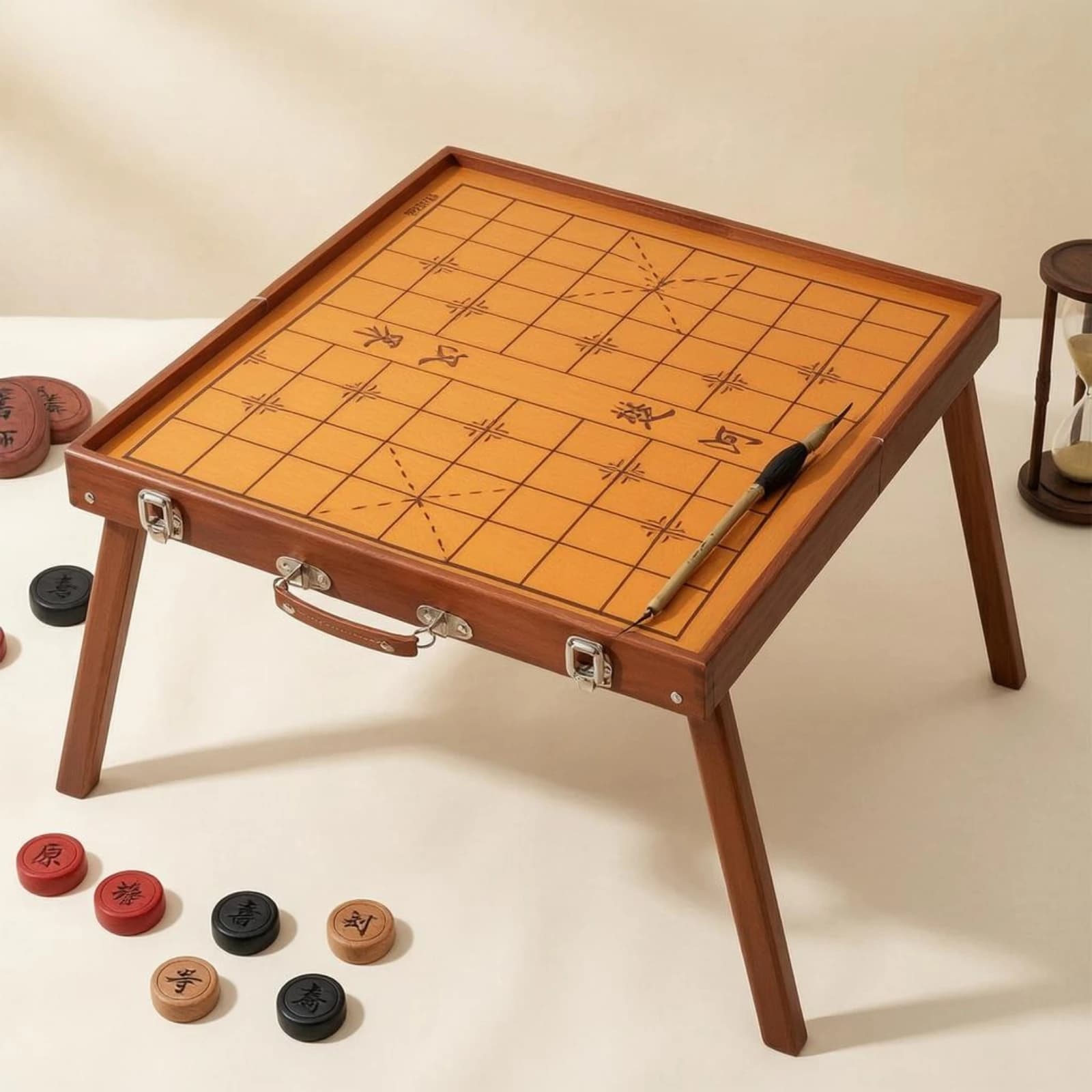 Chinese Chess Table Portable Folding Chess Table Xiangiqi Set Traditional Compact Design