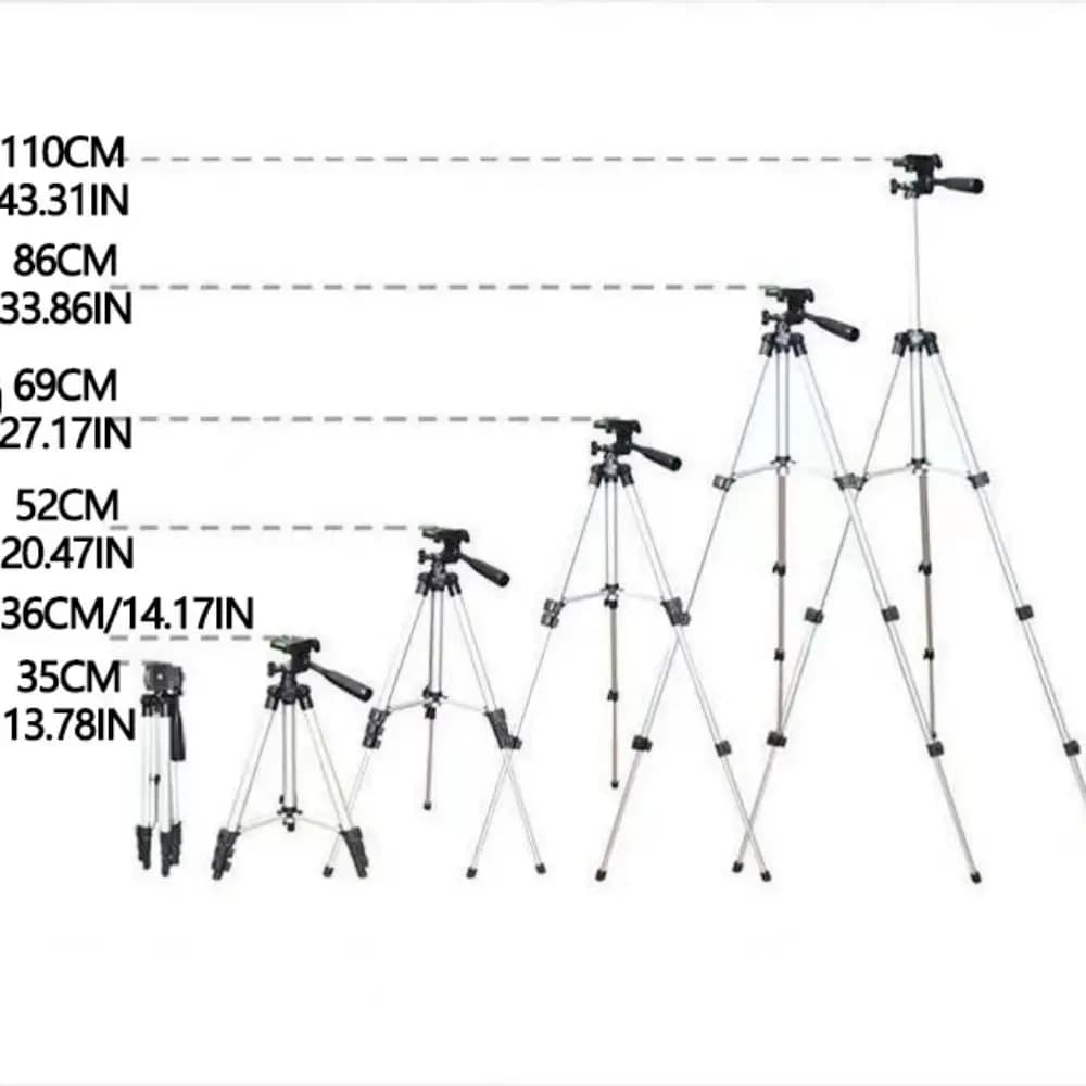 Treppiede per telefono estensibile a livello nero con supporto per telefono Supporto per fotocamera Supporto per selfie stick durevole regolabile per fotocamera sportiva