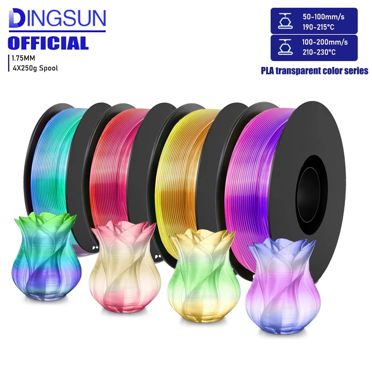 Multicolor Transparent Slurry Filament Paper, 3D Printer Filament PLA multicolored eye-catching foam wrapped 1,75 mm ±0,02 mm,