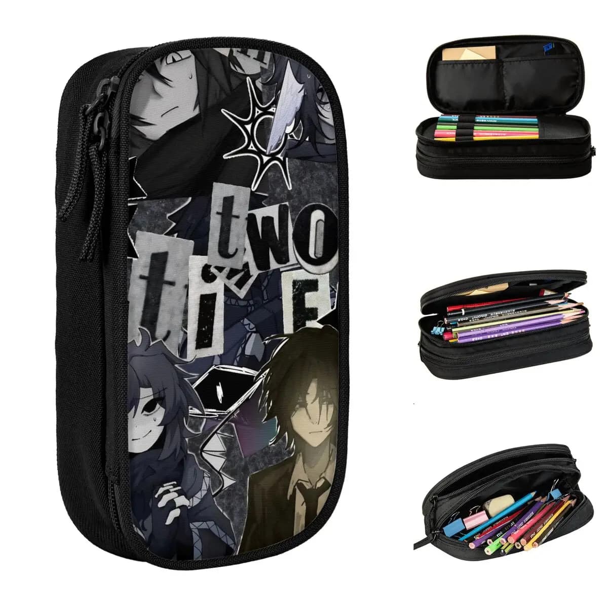 Astucci per matite Azuretime Anime Azure Two Time Forsakens, porta penne, borsa portaoggetti grande, regalo per l'ufficio, articoli di cancelleria