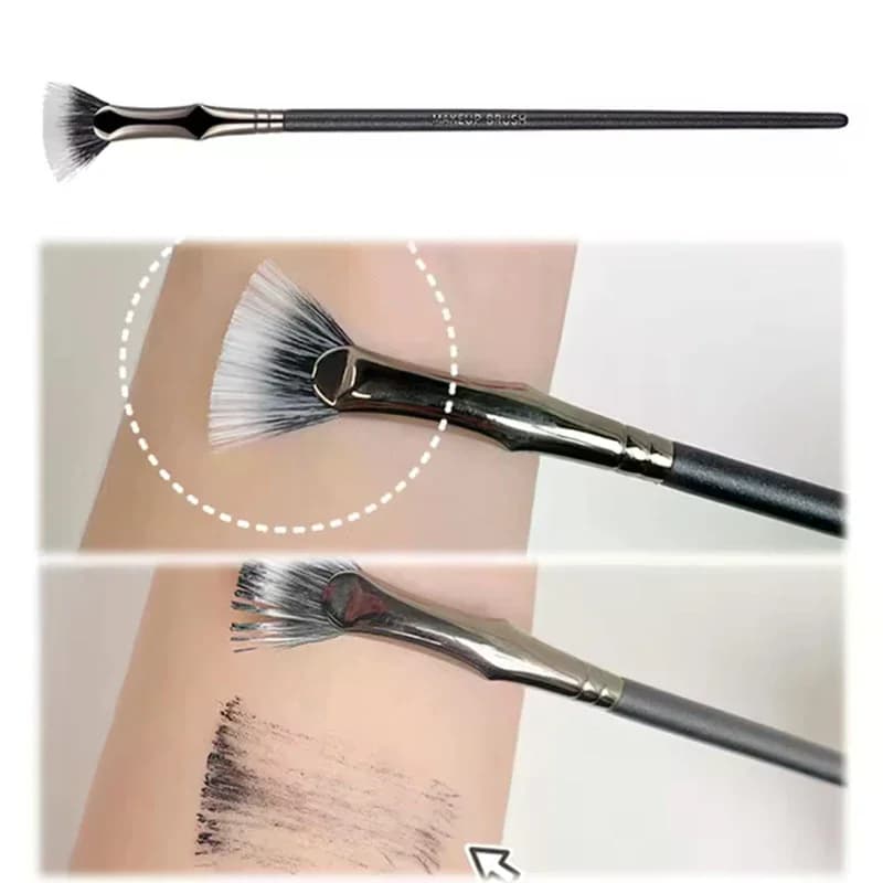 Fan brush for mascara, eyelash brush with scalloped edges, soft bristles, folding brush for eyelashes and eyebrows, make-up tool