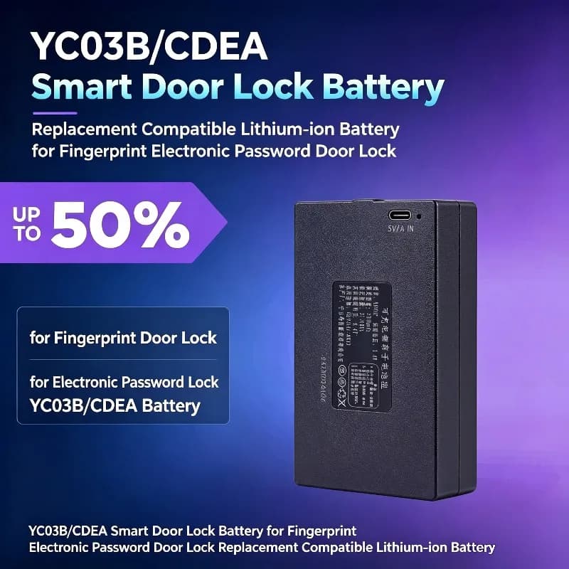YC03B/CDEA Smart Door Lock Battery for Fingerprint Electronic Password Door Lock Replacement Compatible Lithium‑ion Battery