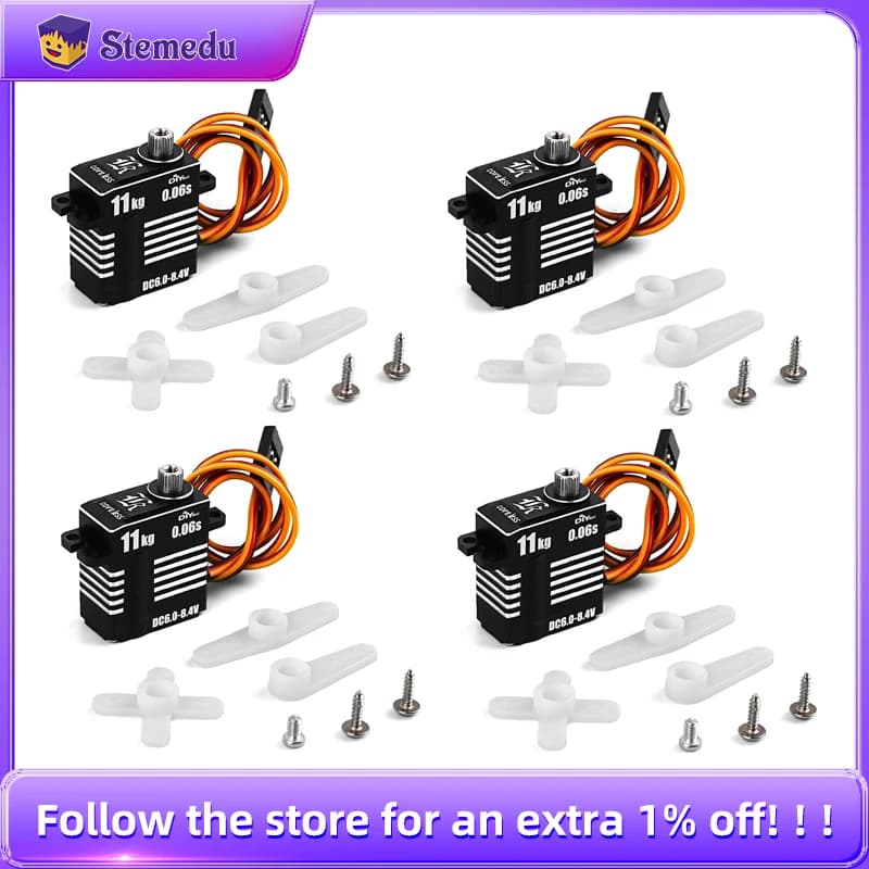 Micro servomotore digitale 8.4V 0.06S 11KG Mini servi programmabili coreless interamente in metallo 180/270/360 gradi coppia elevata per auto RC