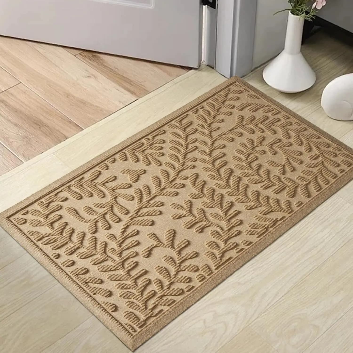 Tappetino Assorbente Antiscivolo, Tappeto d'Ingresso Cattura Sporco, Profilo Basso, Resistente allo Sbiadimento, 29x17, Beige