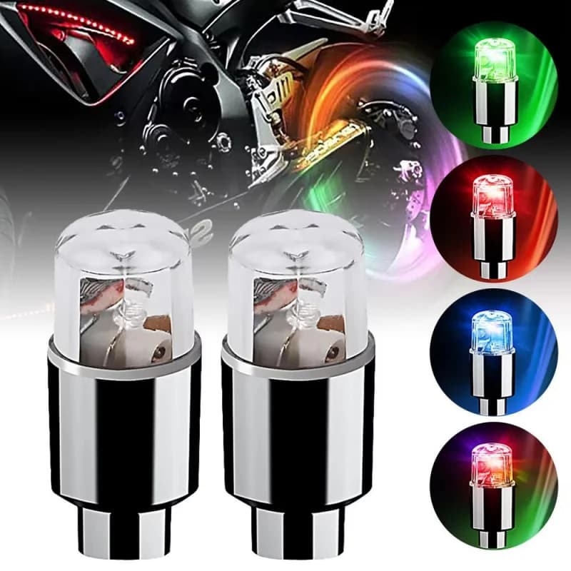 2/4 pezzi colorati tappi valvole pneumatici per auto LED auto moto ciclismo ruota lanterna raggi mozzo lampada pneumatici tappi ruota