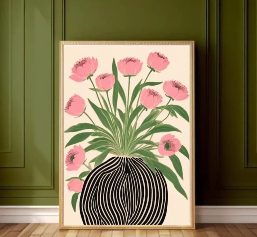 (No frame)A Frameless Floral Poster,Matisse Wall Art,Pastel Print,Flower Paintings in Vases,Color Paintings,for Home Room Dec