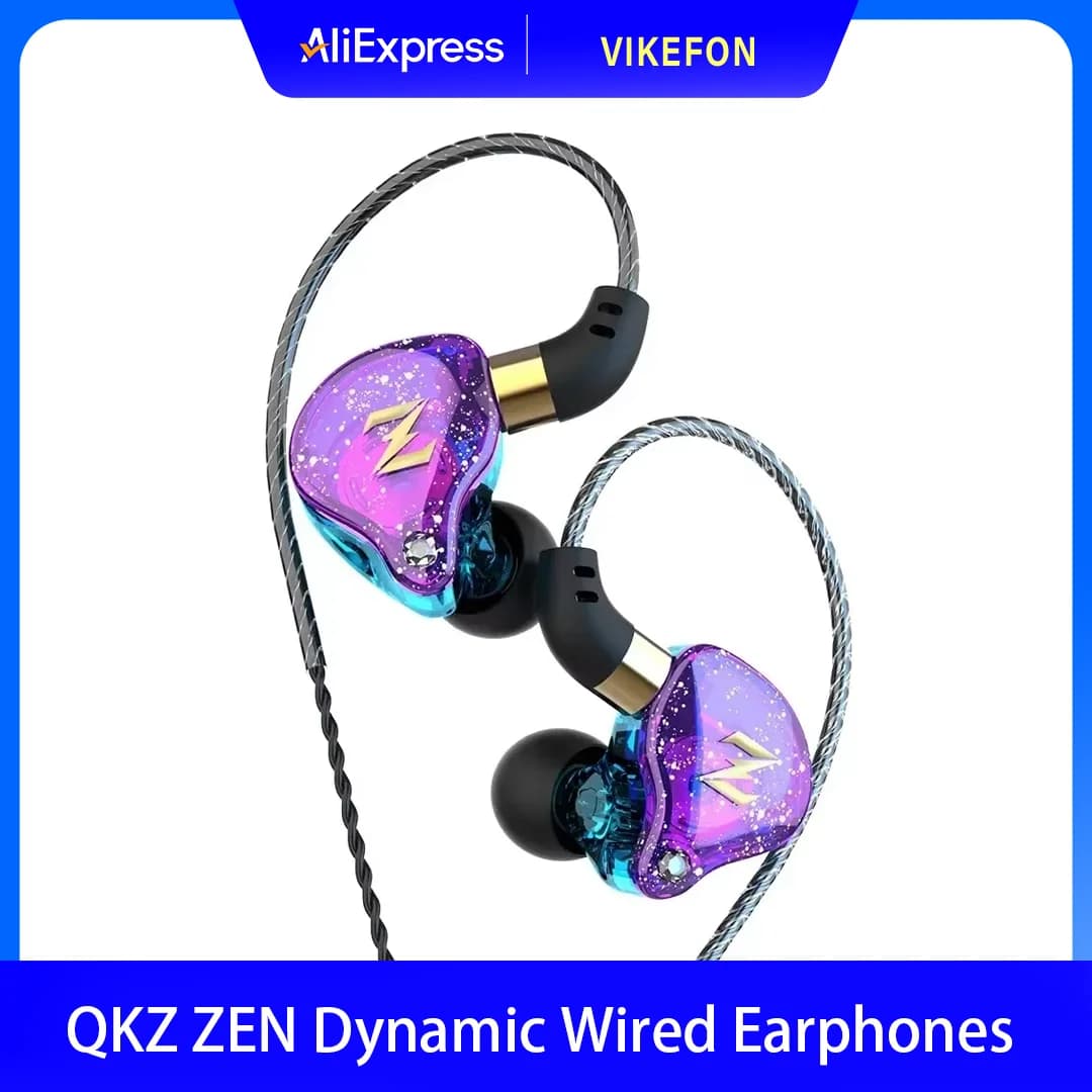 QKZ ZEN HIFI dynamic wired earphones Heavy bass earphones In Ear Monitor Sport Headphones with noise cancellation Play heads with microphone