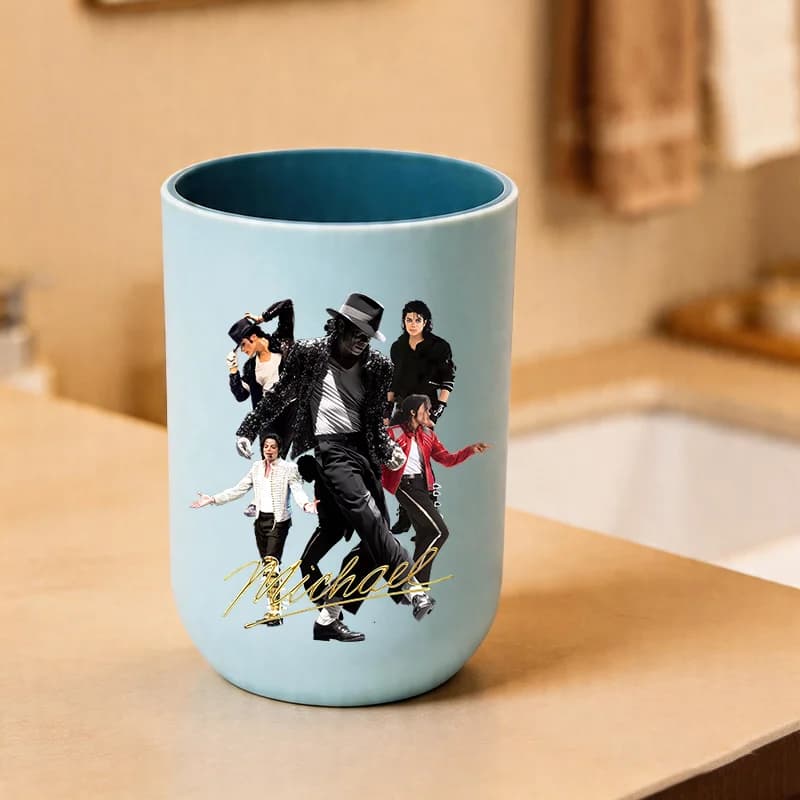 Michael Jackson Toothbrush Cup Singer MJ Graphic Figure Mouth Rinsing Mugs Men Women Bathroom Toothbrush Holder​ Water Cup Gift