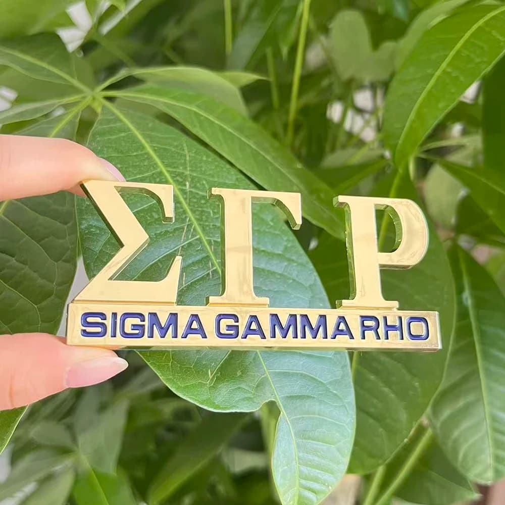 2025 Nuovo design personalizzato Sigma Gamma Rho lettera greca logo auto in plastica decalcomania distintivo (oro)