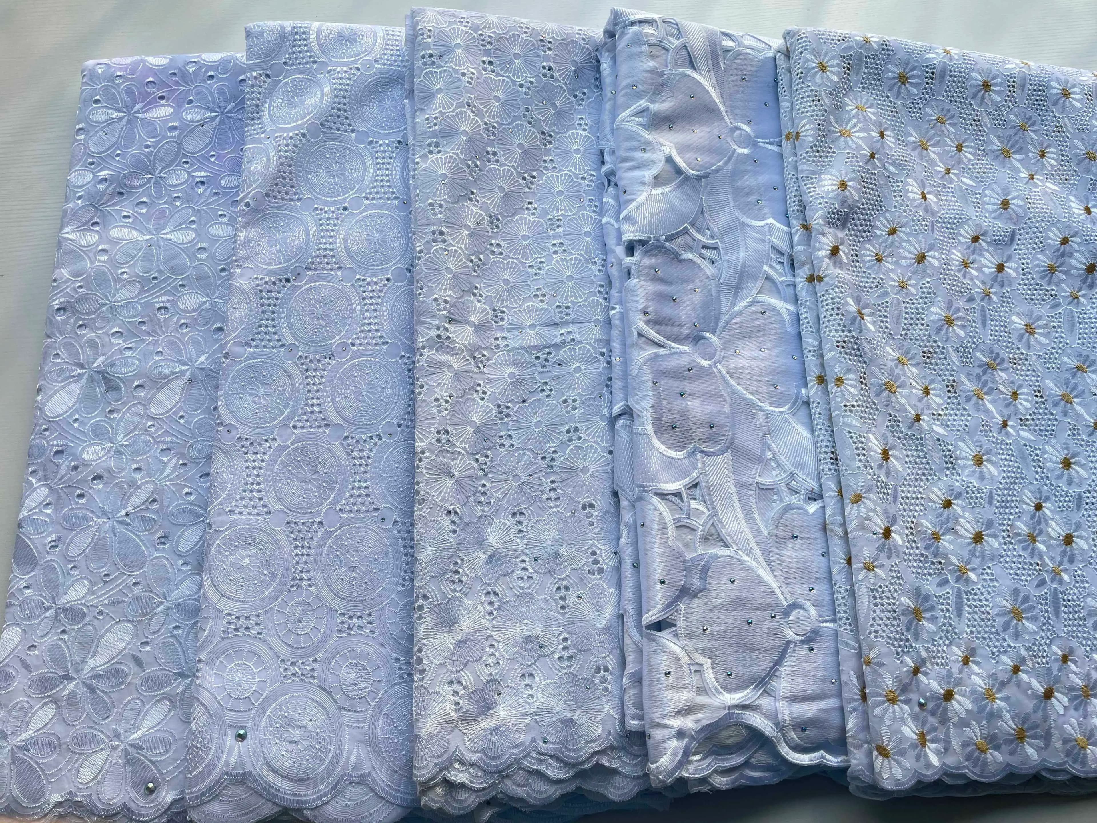 Nigerian Lace Swiss Voile Lace In Switzerland Cotton Fabric High Quality African Pure White Lace Dry Lace Fabric 2025 Lastest