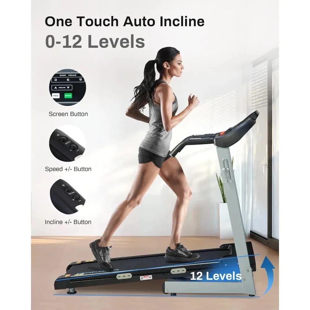 Treadmill with 12% Auto Incline - 300 LBS Capacity Running Machine with 17.5 Wide Belt, 3HP Folding Electric, Customized