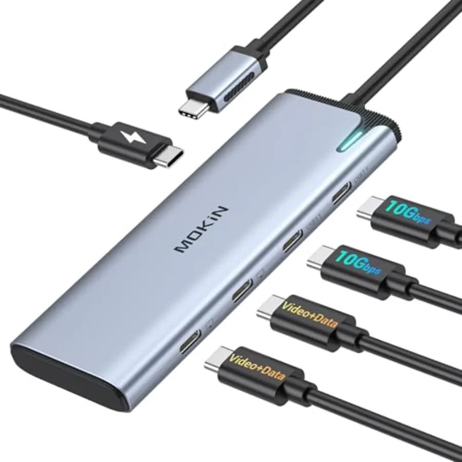 Hub USB-C a USB-C per Doppio Monitor, Splitter USB-C con Uscita Video DP Alt Mode 4K@60Hz, Trasferimento Dati 10Gbps, Ricarica PD 100W, D